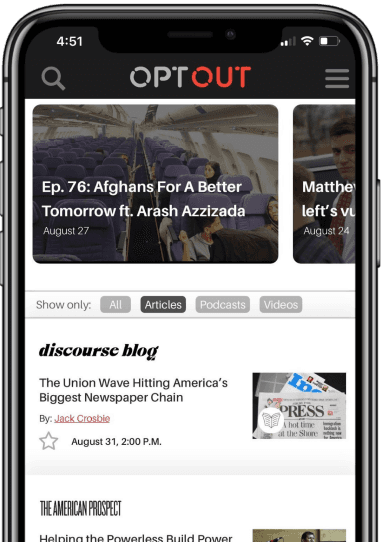 Mockup of the OptOut Mobile App for iOS & Android